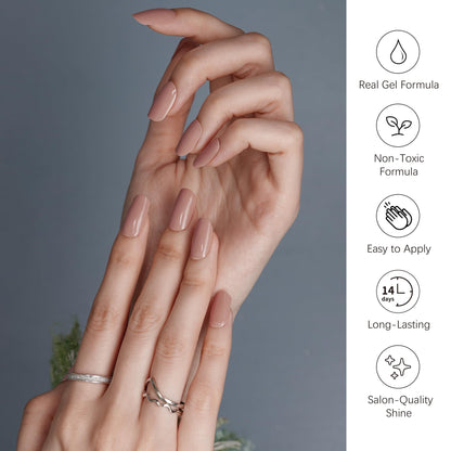 DANNI & TONI Semi Cured Gel Nail Strips – Neutral Nude Warm Nude (28 Stickers)