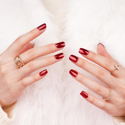 DANNI & TONI Semi Cured Gel Nail Strips Ruby Chrome – Mirror Metallic Nail Art