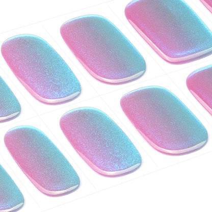 DANNI & TONI Chrome Dream Semi-Cured Gel Nail Strips – Holographic Aurora Nails, 28 Stickers