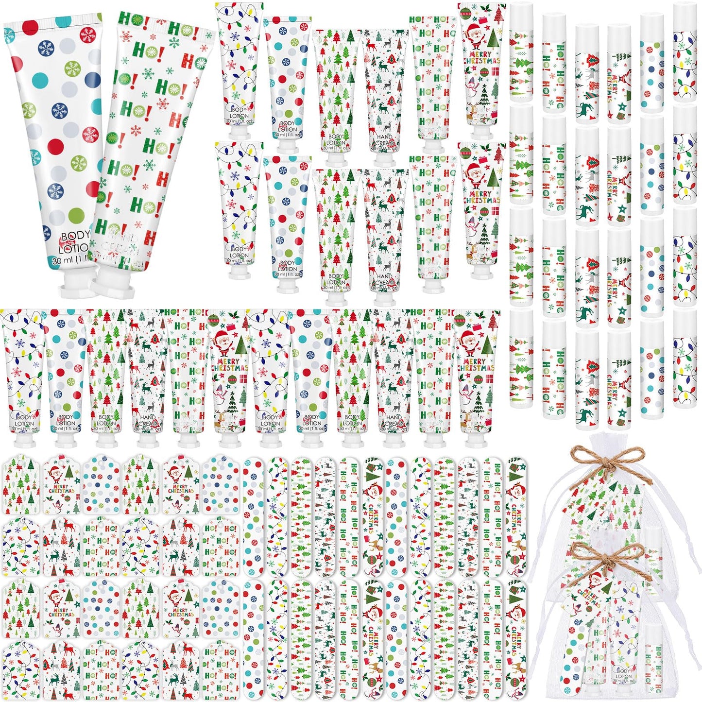 Dansib 36-Set Christmas Party Favors: Hand Cream, Body Lotion, Lip Balm Gift Set for Coworkers & Guests