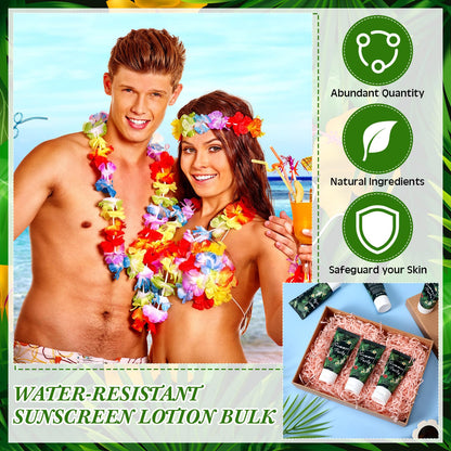 Dansib 24 Pcs Mini Sunscreen Bulk — SPF 30 Travel Size 1oz for Weddings (White Cream, Tropical)