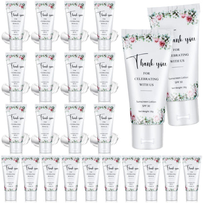 Dansib 24 Pcs Mini Sunscreen Bulk — Travel Size SPF 30, Water-Resistant for Wedding Favors