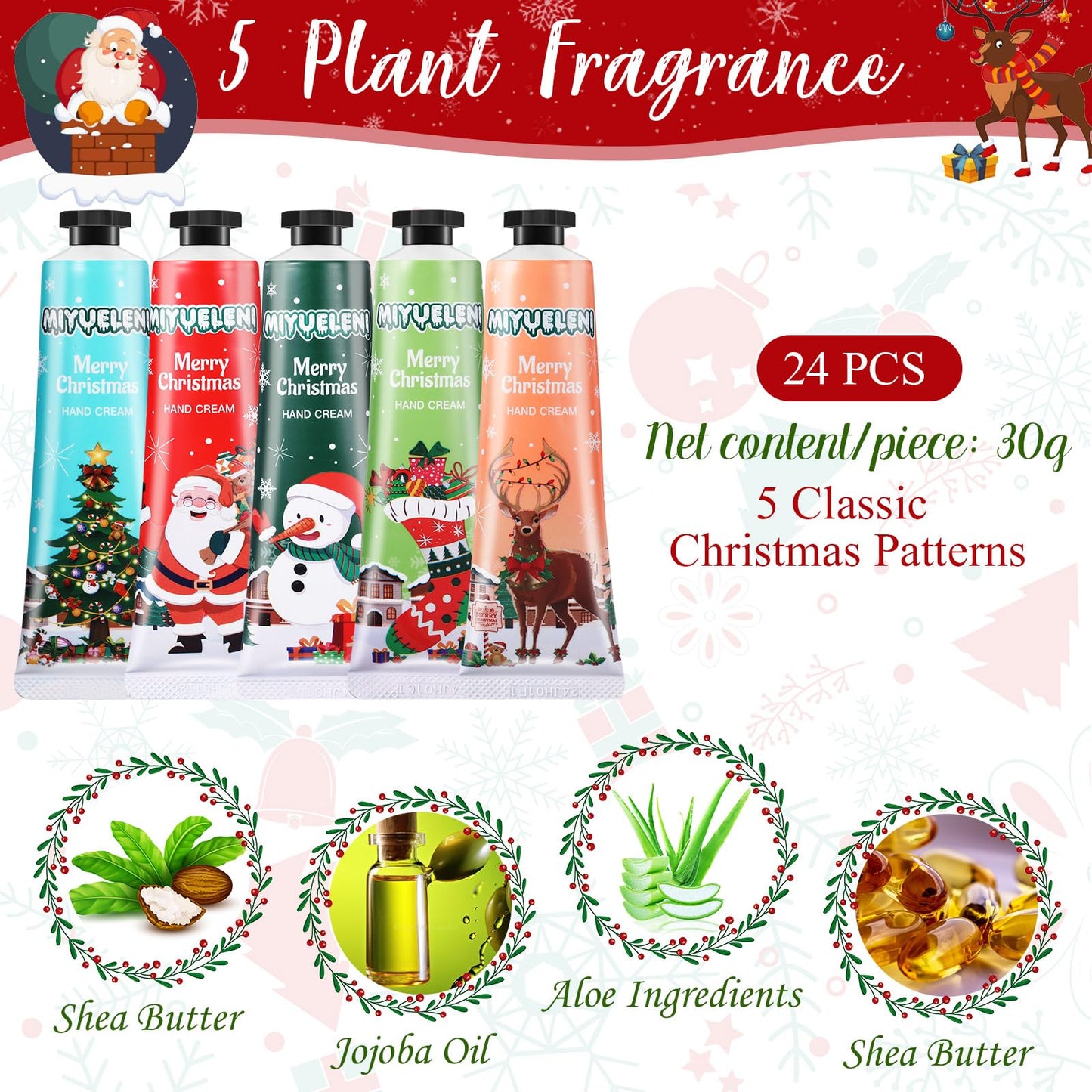 Dansib 24-Piece Christmas Hand Cream Gift Set – Moisturizing Fragranced Lotions