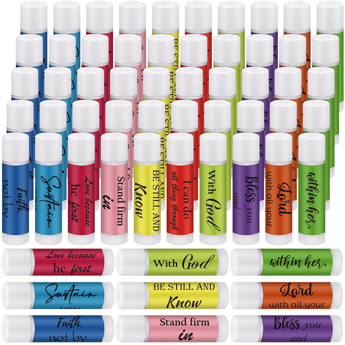 Dansib 50 Pack Christian Lip Balm Gifts – Bible Verse Lip Balms for Church & Events
