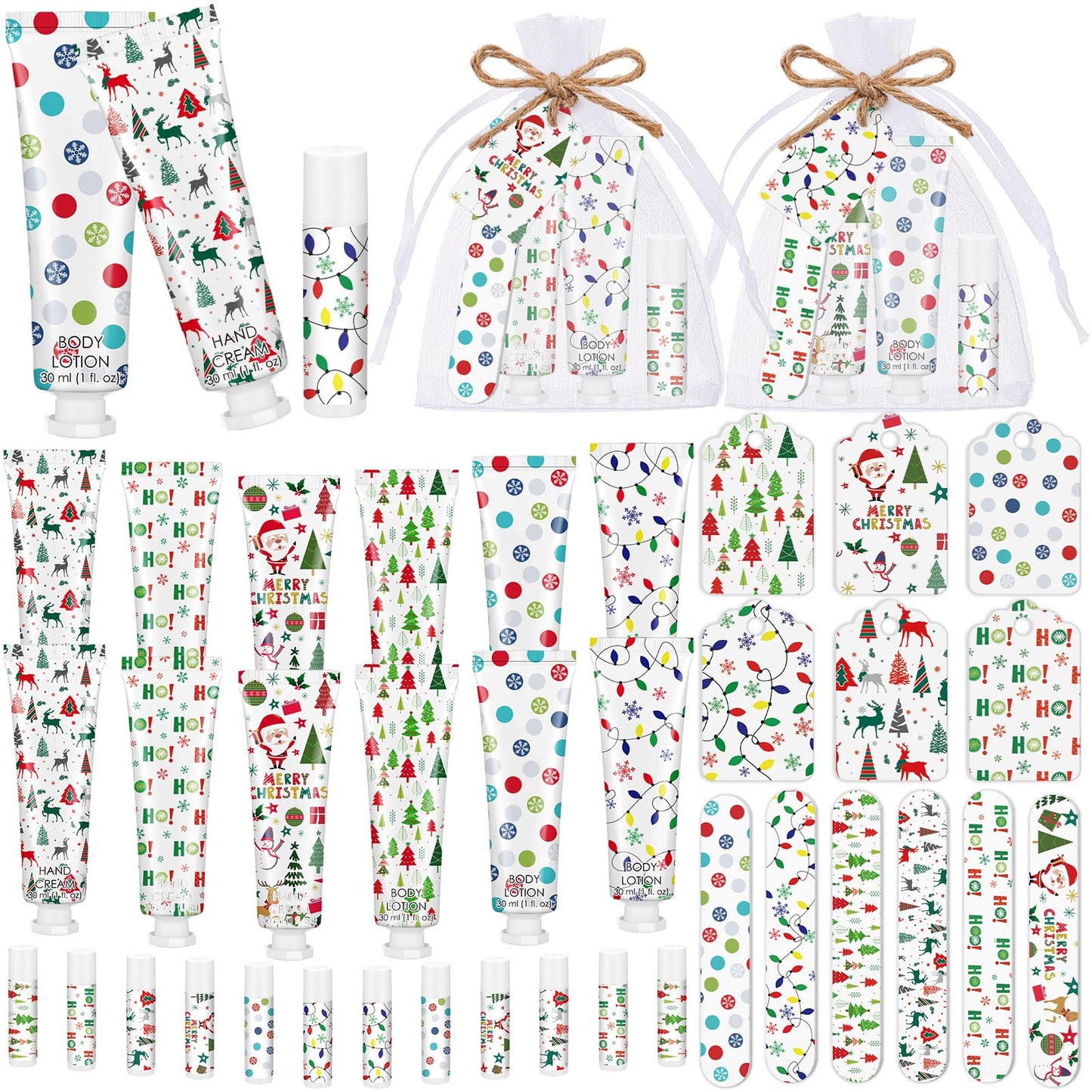 Dansib 6 Sets 36 Pcs Christmas Party Favors Gift Set – Hand Cream, Lip Balm, Body Lotion