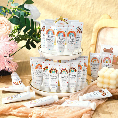 Dansib 48-Piece Teacher Appreciation Hand Cream Gift Set – Boho Rainbow Bulk Moisturizing Lotion