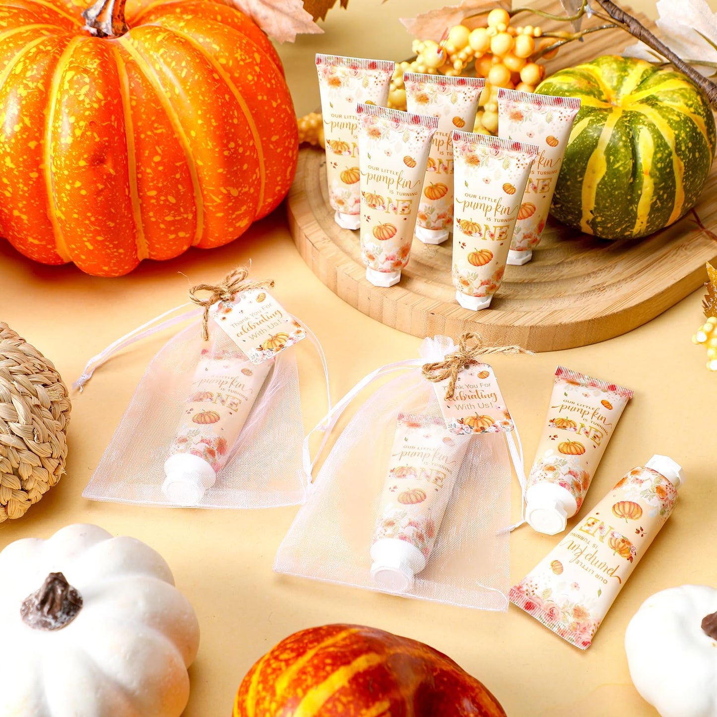 Dansib 48-Set Thanksgiving Fall Hand Cream Bulk – Party Favors, Travel Size, Yellow Pumpkin