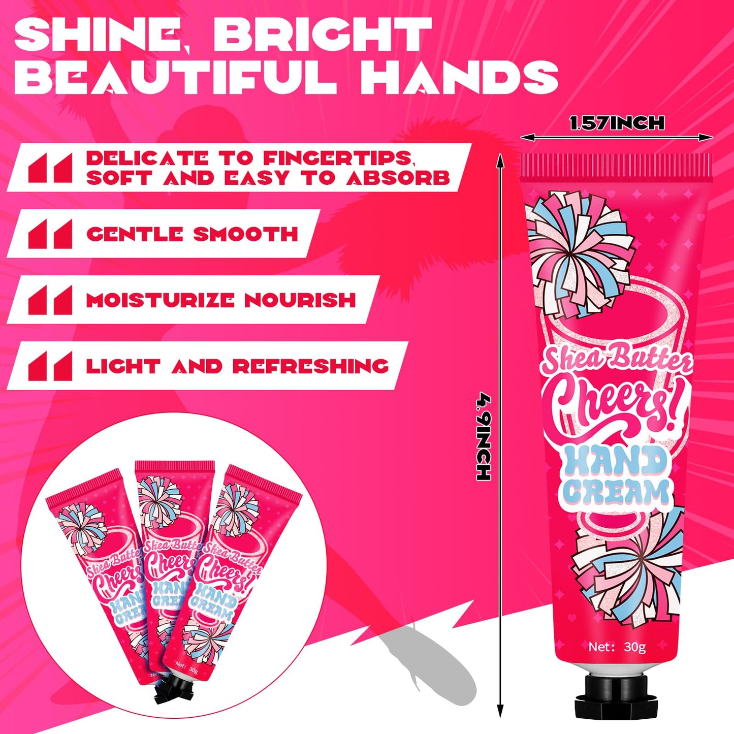 Dansib 24-Pcs Cheer Team Hand Cream Gift Set | Pink, Travel-Size Lotion for Gym Bags