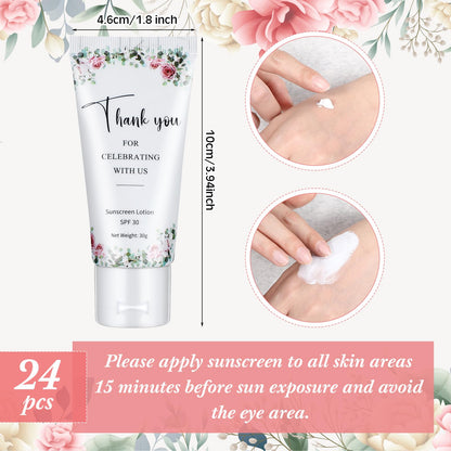 Dansib 24 Pcs Mini Sunscreen Bulk — Travel Size SPF 30, Water-Resistant for Wedding Favors