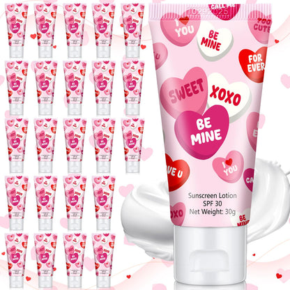 Dansib 24 Pcs Mini Sunscreen Bulk SPF 30 | Travel-Size Valentine Gift Set