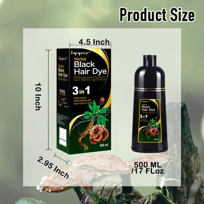 Dapoprren Black Hair Dye Shampoo 3-in-1 – Gray Coverage, Natural, Ammonia-Free