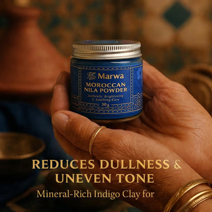 Dar Marwa Nila Powder — 100% Pure Saharan Indigo Blue Clay Mask for Face & Body | Brightens & Evens Skin