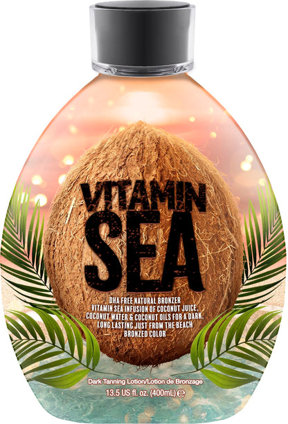 Dark Tans Exclusive Vitamin Sea Natural Bronzer – DHA-Free, Coconut Oil, 13.5oz, Indoor Bed Safe