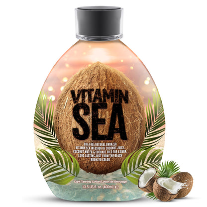Dark Tans Exclusive Vitamin Sea Natural Bronzer – DHA-Free, Coconut Oil, 13.5oz, Indoor Bed Safe