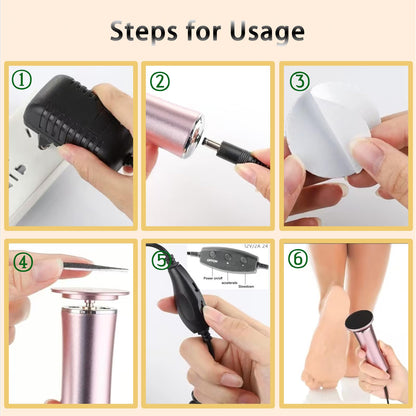 Darmave™ Electric Foot Callus Remover – Smooth Pedicure Wand with 60 Sanding Pads