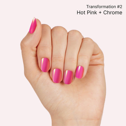 Dashing Diva Chromagic Gel Nail Strips - Pink Orbit | Easy UV-Free, Chip-Resistant, Long-Lasting Chrome Mani