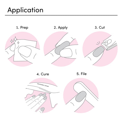 Dashing Diva Glaze Nail Starter Kit Daikon – Semi-Cured Gel Strips, 7-Piece Set + Mini LED Lamp