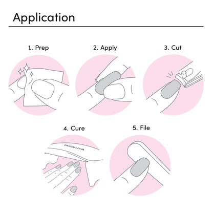 Dashing Diva Glaze Nail Starter Kit Real Black | Long-Lasting Semi-Cured Gel Strips + Mini LED Lamp