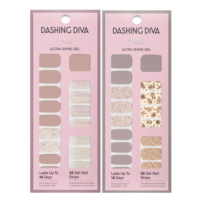 Dashing Diva Gloss Nail Strips Bundle – Lavender Dreams & After Glow | UV-Free, Chip-Resistant Gel Stickers