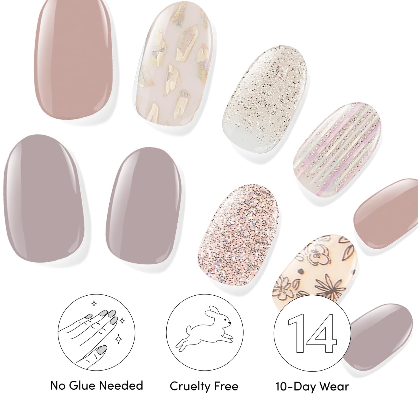 Dashing Diva Gloss Nail Strips Bundle – Lavender Dreams & After Glow | UV-Free, Chip-Resistant Gel Stickers