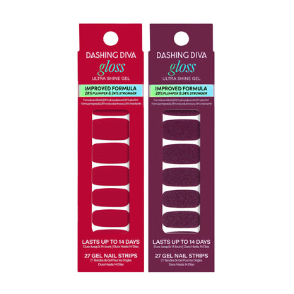 Dashing Diva Gloss Nail Strips Bundle – The Classic Reds (Attention & Red Dahlia) – 2 Sets