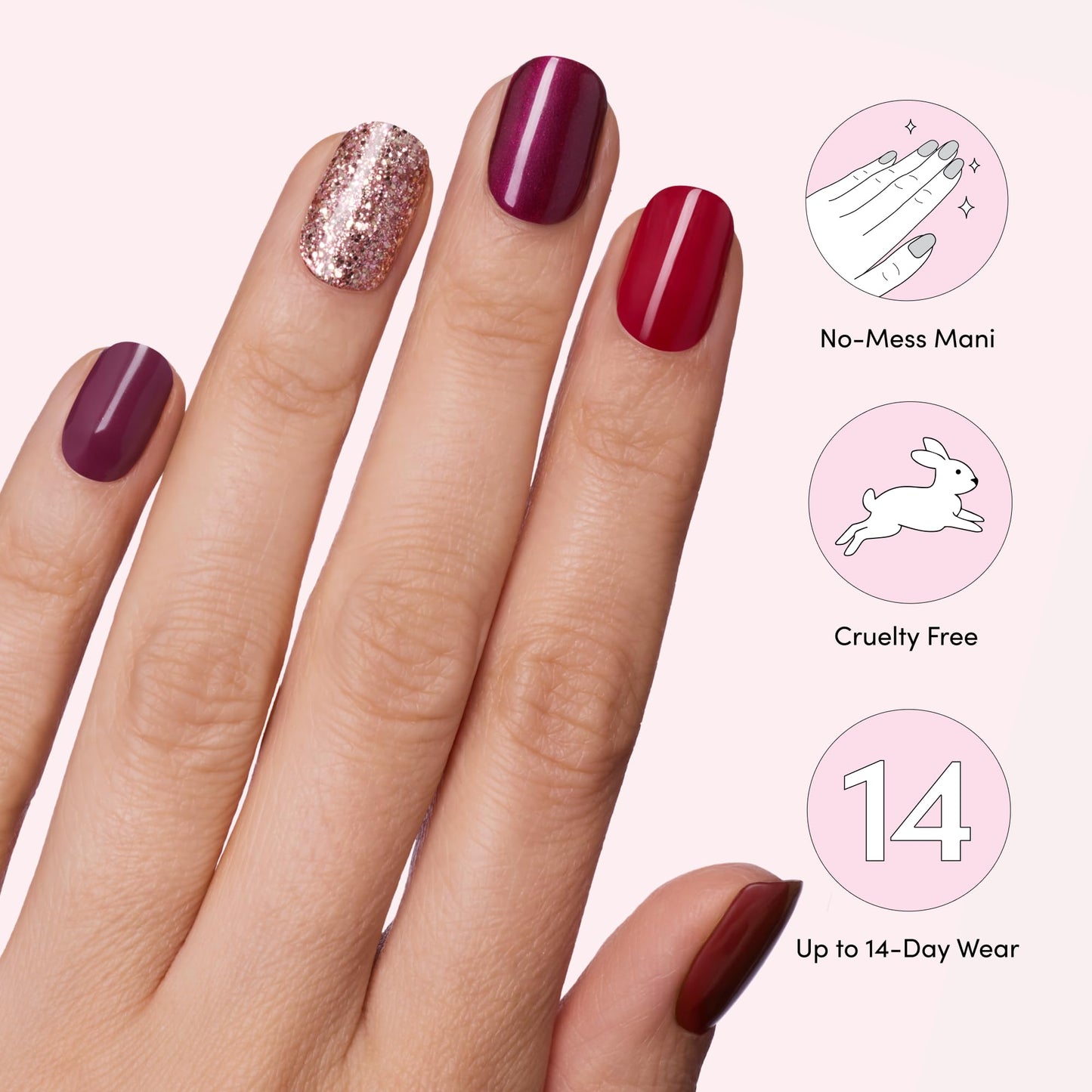 Dashing Diva Gloss Nail Strips 5-in-1 Kit – Best of Reds, UV Free & Chip Resistant, 110 Wraps