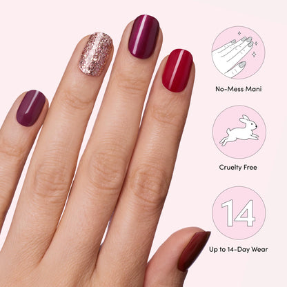 Dashing Diva Gloss Nail Strips 5-in-1 Kit – Best of Reds, UV Free & Chip Resistant, 110 Wraps