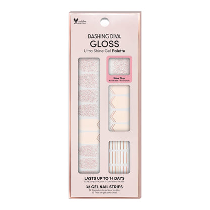 Dashing Diva Gloss Nail Strips The Blush – UV Free, Chip Resistant Gel Nail Stickers (32 Wraps + Prep Pad + File)