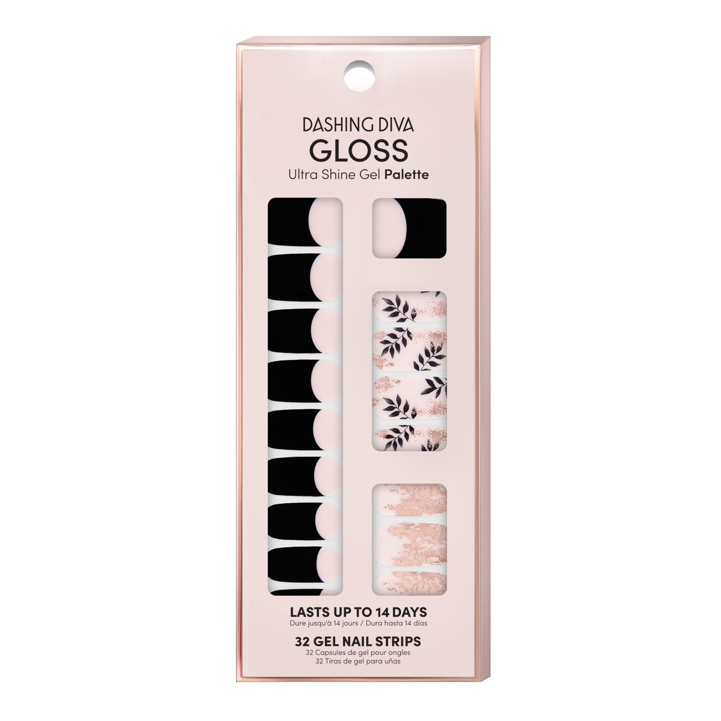 Dashing Diva Gloss Nail Strips - Touch of Gold | UV-Free, Chip-Resistant Gel Nails (32 Wraps)