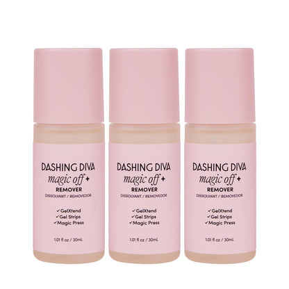 Dashing Diva Magic Off+ Remover 3 Pack – Press-On Nail Remover with Niacinamide & Castor Oil