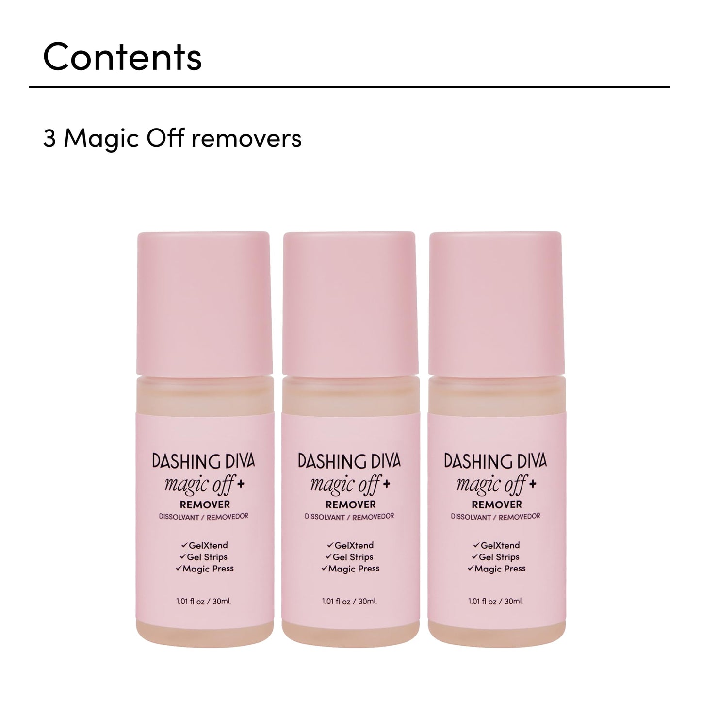 Dashing Diva Magic Off+ Remover 3 Pack – Press-On Nail Remover with Niacinamide & Castor Oil
