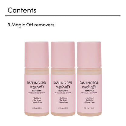 Dashing Diva Magic Off+ Remover 3 Pack – Press-On Nail Remover with Niacinamide & Castor Oil