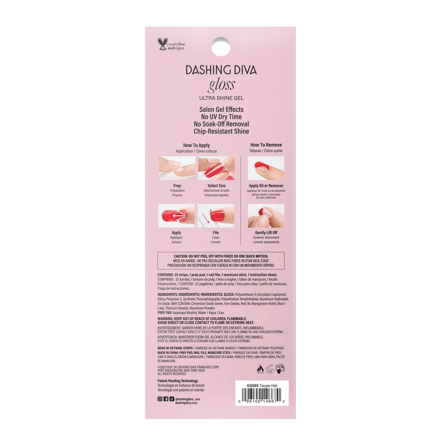 Dashing Diva Gloss Nail Strips Going Platinum – UV Free, Chip Resistant Gel Nails