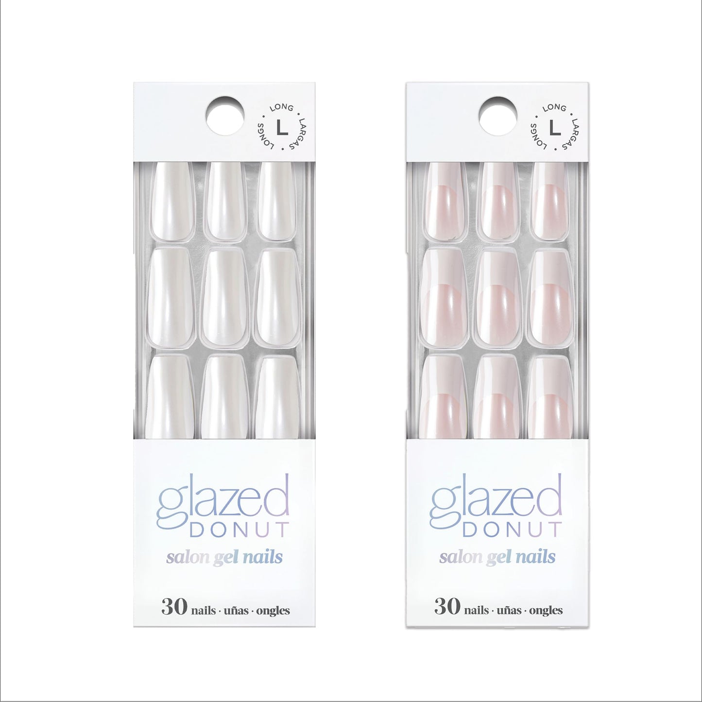 Dashing Diva Nailbliss Glazed Donut Gel Nails Bundle – Vanilla Glaze & French Glaze | 2 x 30 Long Square Nails