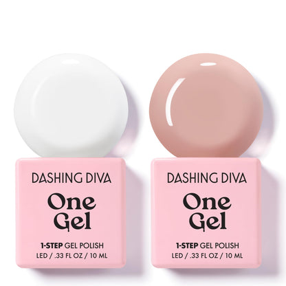 Dashing Diva One Gel Color Duo – Marshmallow & Kitten (Neutrals) | 3-in-1 Base, Color & Top Coat Set
