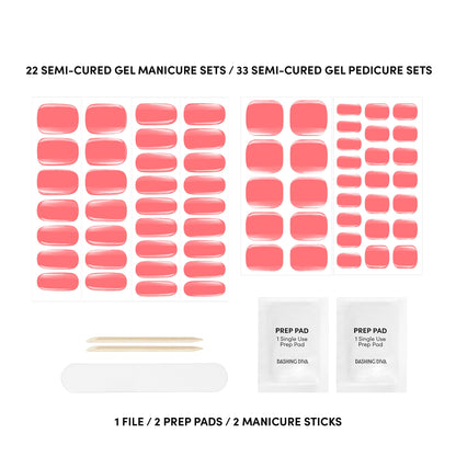Dashing Diva Glaze Mani Pedi Kit – Vitamin C Glaze with LED Lamp | Semicured Gel Nail Strips
