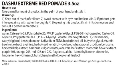 DASHU Classic Extreme Red Water-Based Pomade for Men — Strong Hold & High Shine