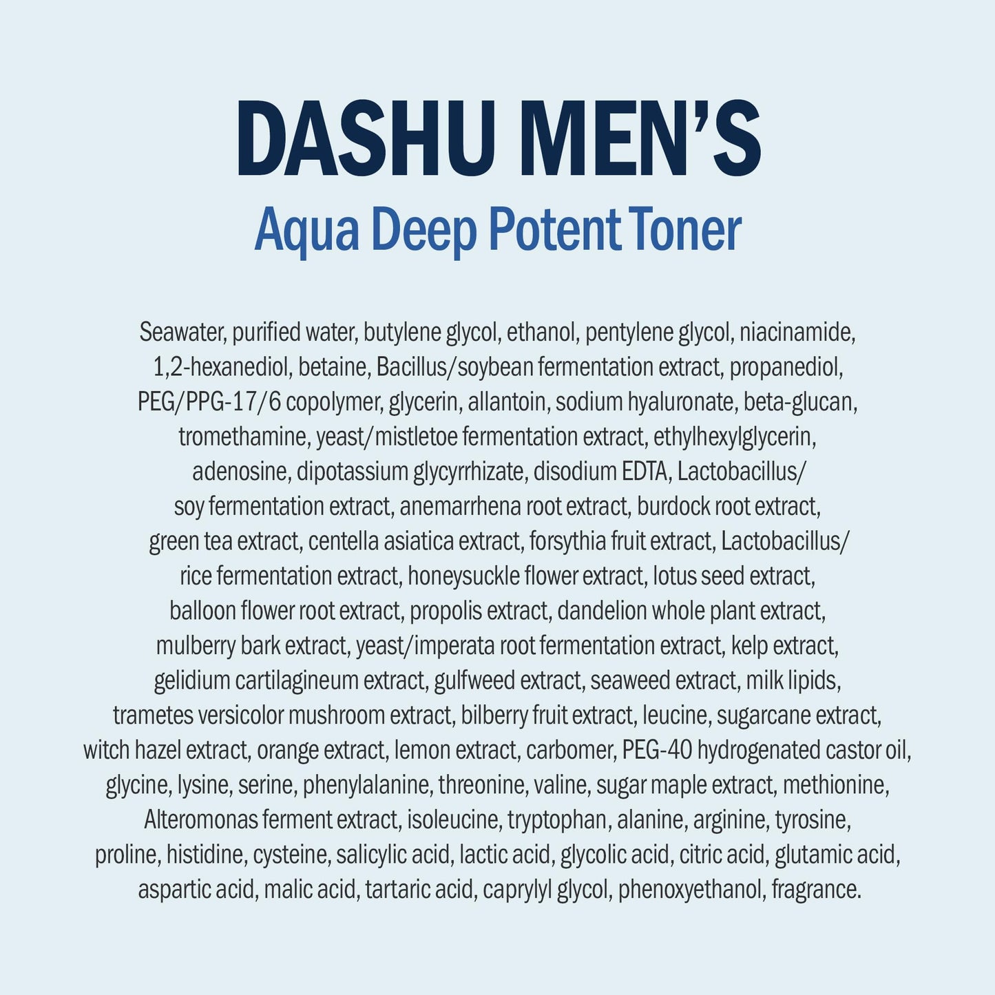 DASHU Mens Aqua Deep Potent Toner – Pore Tightening, All Skin Types, 5.17 fl oz