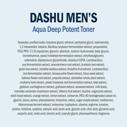 DASHU Mens Aqua Deep Potent Toner – Pore Tightening, All Skin Types, 5.17 fl oz