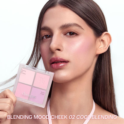 Dasique Blending Mood Cheek #02 Cool Blending — 4 Shade Powder Blush, Cruelty-Free, Long-Lasting