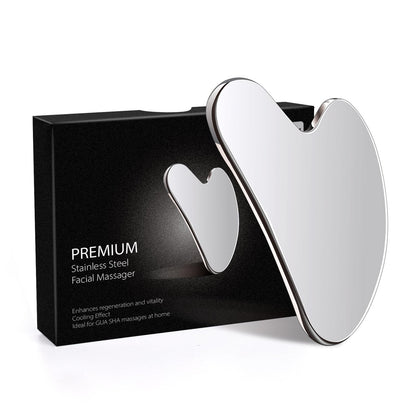 Daubigny Stainless Steel Gua Sha — Facial & Body Massage Tool with Travel Pouch