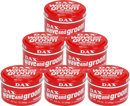 DAX Wave and Groom Hair Dress Pomade, 3.5 oz – Thick Hold for Short Hair (Pack of 6)