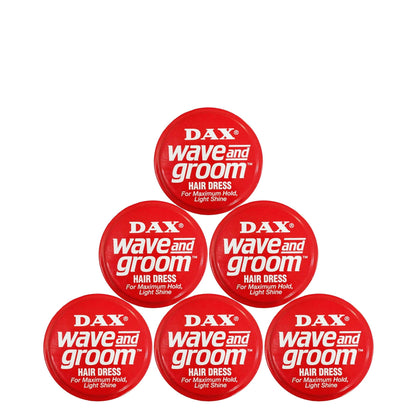 DAX Wave and Groom Hair Dress Pomade, 3.5 oz – Thick Hold for Short Hair (Pack of 6)
