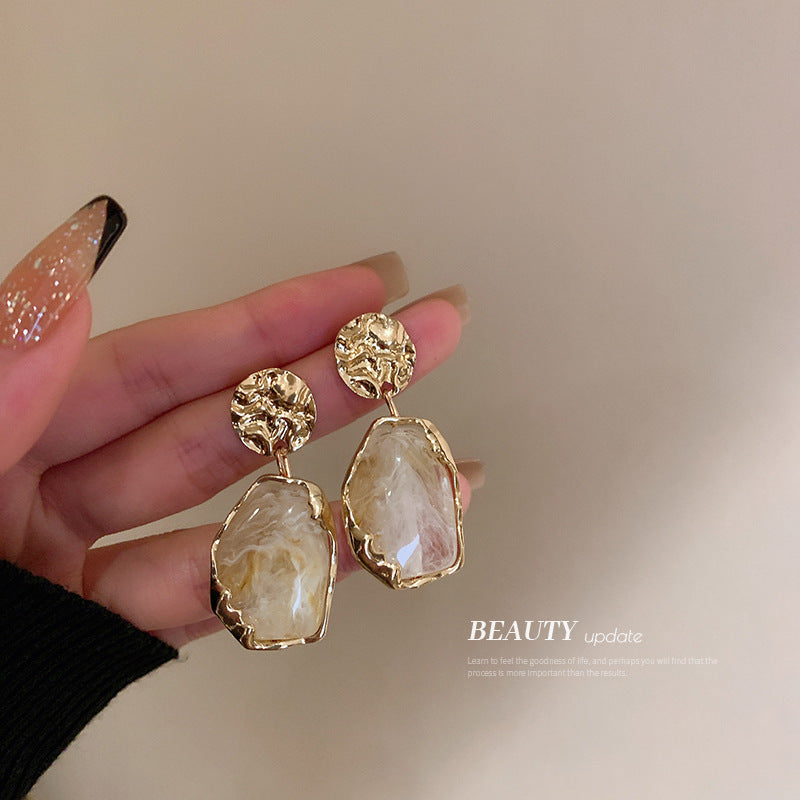 Silver Needle Resin Geometric Earrings