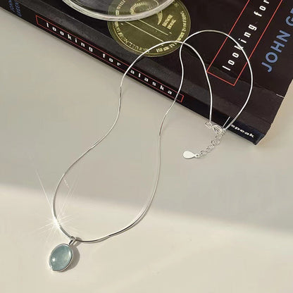 Oval Water Drop Pendant Necklace
