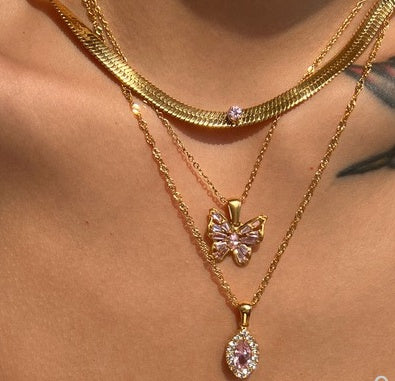 Olive Shaped Horse Eye Zircon Necklace