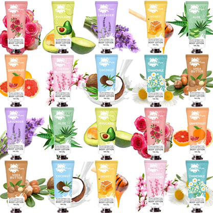 DBEAUTYM 20-Pack Lotion for Women | Natural Fragrance, Shea Butter & Travel Size Gift Set