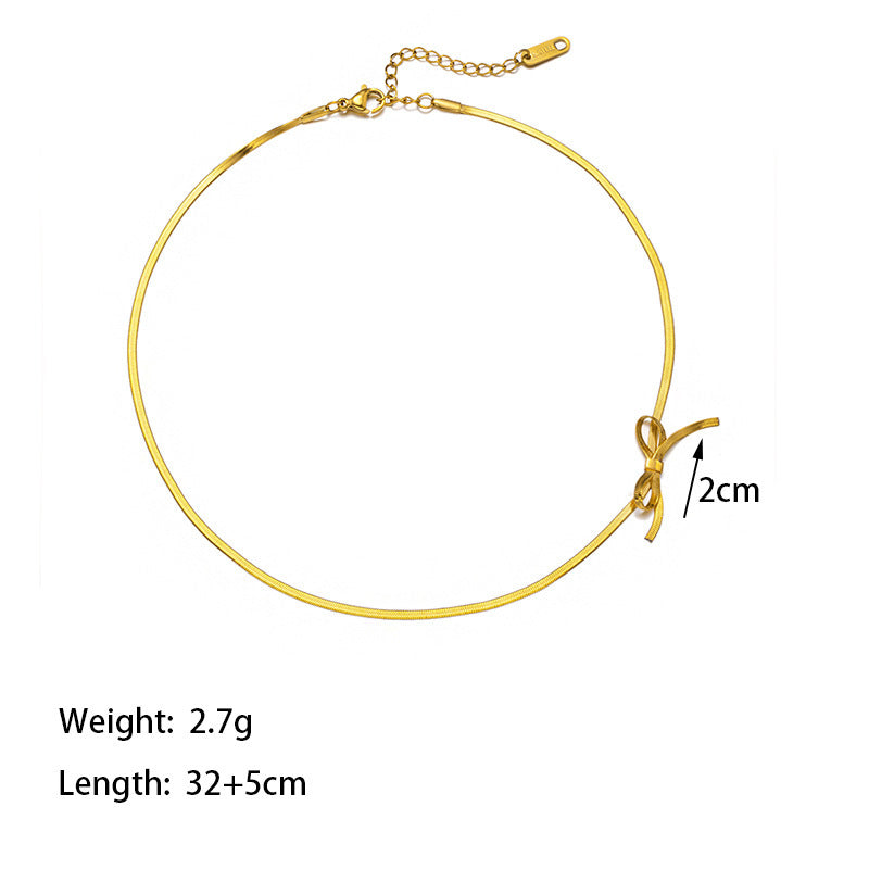 Minimalist Bowknot Necklace, Gold & Silver