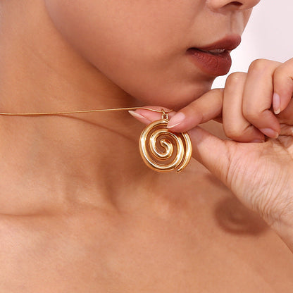 Gold Snake Chain Vortex Pendant Necklace