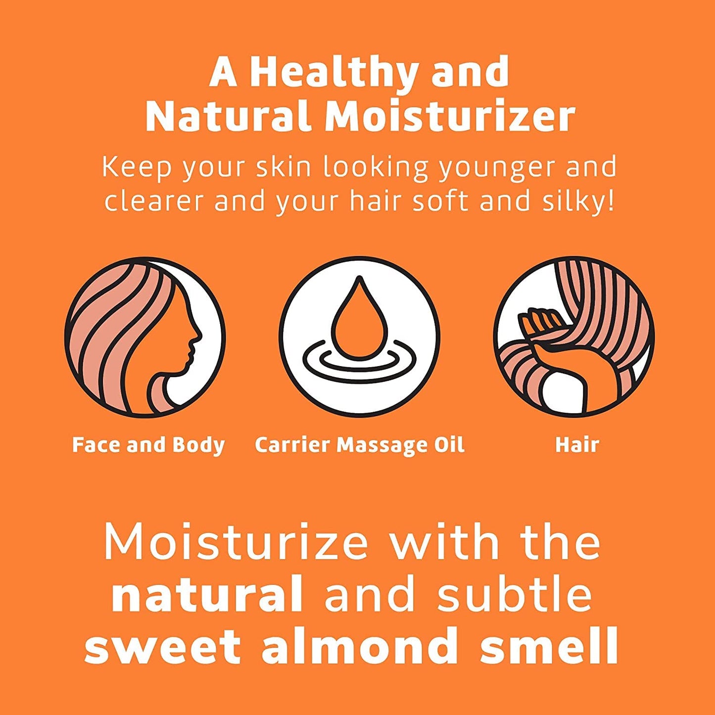 De La Cruz Sweet Almond Oil – Expeller-Pressed Almond Oil for Skin and Hair 8 FL OZ (236 mL)